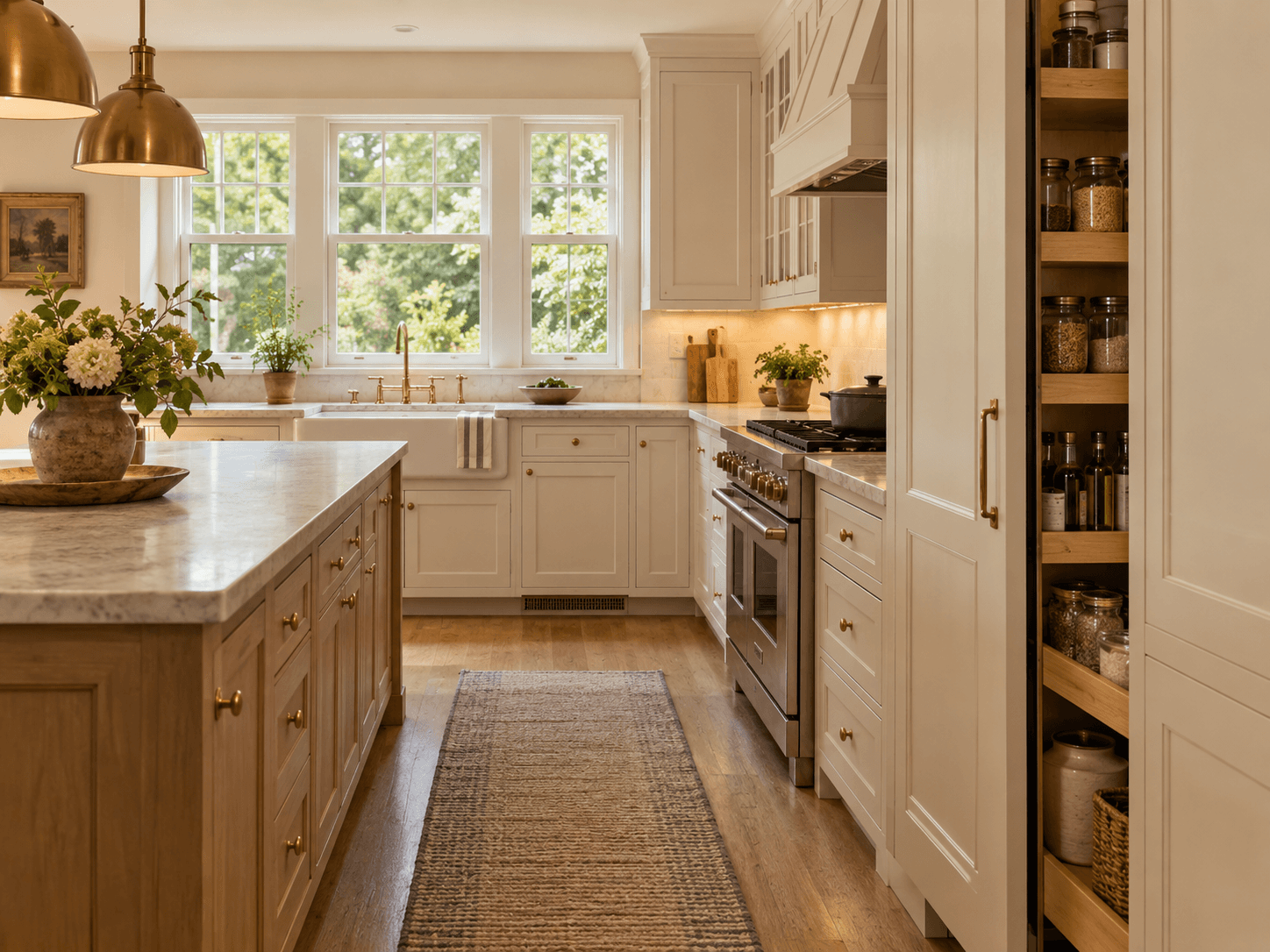 A separate reference kitchen with light cabinets and warm wood finishes